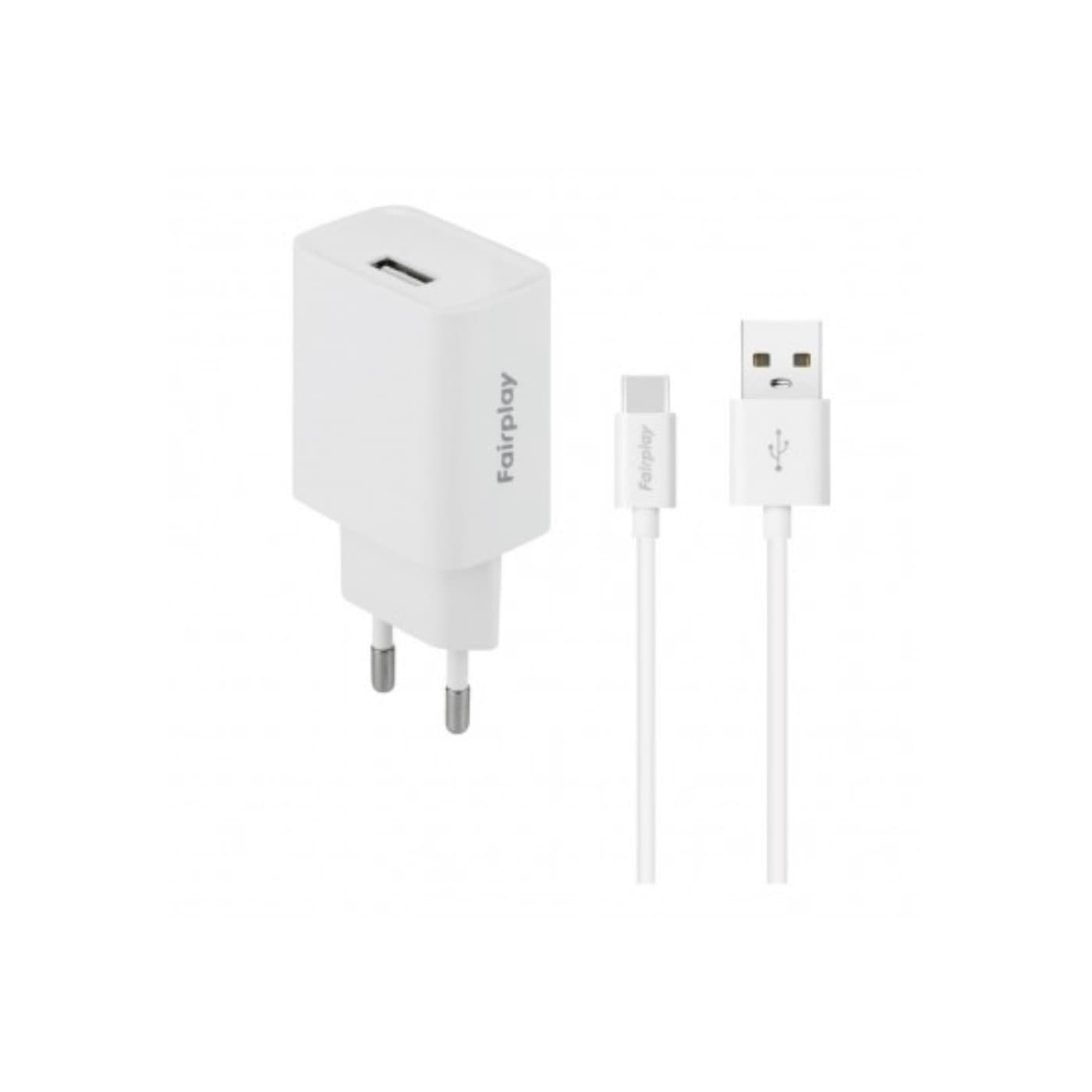FAIRPLAY Pack Chargeur 12W + Câble USB-C (Blanc)